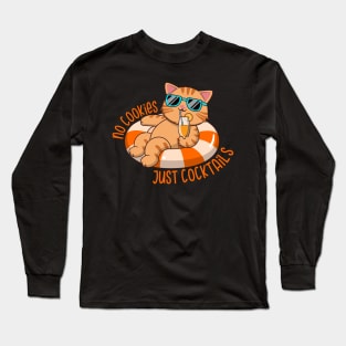 No Cookies Just Cocktails Funny Cat Long Sleeve T-Shirt